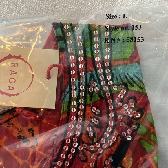 RAGA Colorful Boho Cotton Long Sleeve V-neck Tunic w/Sequins Size Large NWT! - Picture 7 of 7